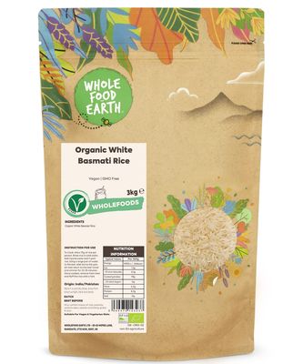 Wholefood Earth Organic White Basmati Rice 3kg Vegan GMO Free Certified Organic