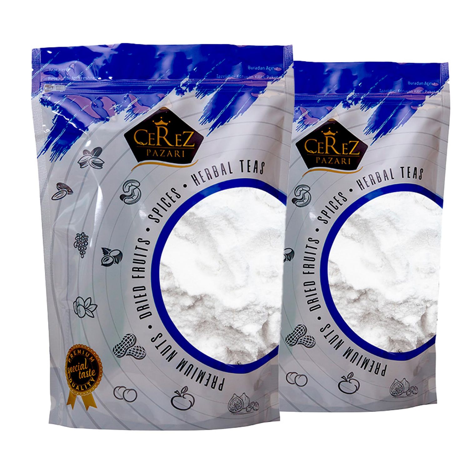 Cerez Pazari Cornflour, Corn Starch (Maize Flour) 907g x 2 Packs Airtight Bulk Resealable Bag Natural All Purpose Gluten Free Flour Thickener for Soups &amp; Baking, Vegan Cake Flour