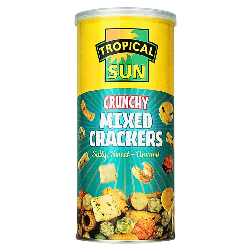Tropical Sun Crunchy Mixed Crackers (Salty, Sweet + Umami!), 150g (Pack of 1) Vegan Snack, Crunchy Crackers for Dips, Salads, Sandwiches, Parties, No Artificial Additives
