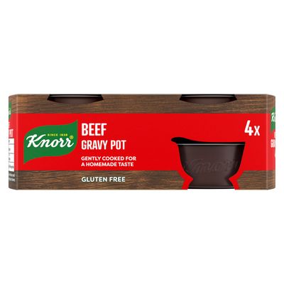 Knorr Beef Gravy Pot Gravy Free from Gluten, Artificial Colours and Preservatives Gently Cooked for a Homemade Taste 4x 28 g