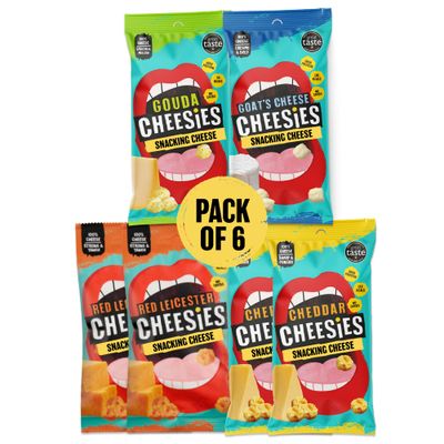 CHEESIES Crunchy Snacking Cheese Keto Snack Variety Pack 100% Cheese Sugar Free, Gluten Free, No Carb High Protein and Vegetarian Crunchy, Baked and Tasty Multipack (20 g (Pack of 6))