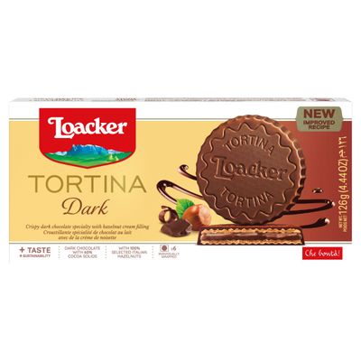 Loacker Tortina Biscuits, Dark Chocolate Hazelnut Flavour, Box of Chocolate Biscuits, Classic Italian Biscuits, All Natural Ingredients, 125g