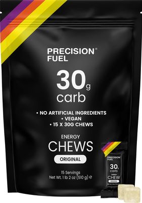 Precision Fuel PF30 Energy Chews - Carb, Lightweight Snack for Endurance Sports, 30g Carbs per Serving, Ideal for Running & Cycling, No Artificial Ingredients - Original Flavour (15 x 34g Chews)