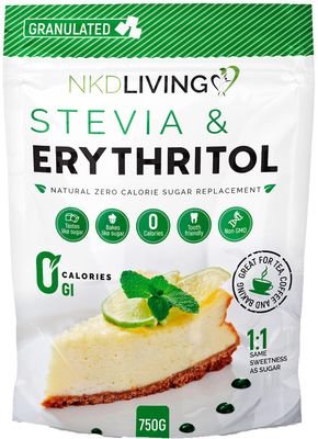 NKD Living Stevia &amp; Erythritol (1:1) Same Sweetness as Sugar, Natural Zero Calorie Sugar Replacement 750g