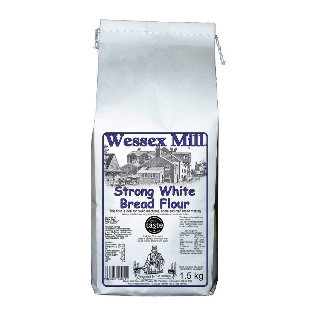 Wessex Mill Strong White Bread Flour - Premium Quality Flour for Bread Making, 5 x 1.5 kg
