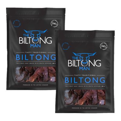The Biltong Man Tasty Traditional Lean Beef Biltong - High-Protein Beef Snack, 1000g (2 x 500g)