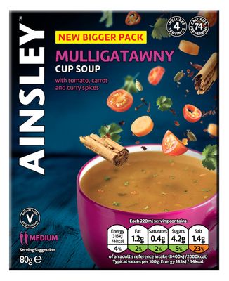 Ainsley Harriott Mulligatawny Cup Soup, Quick &amp; Convenient Instant Soup, Bulk Pack Multipack; Pack of 8 x 4 Servings