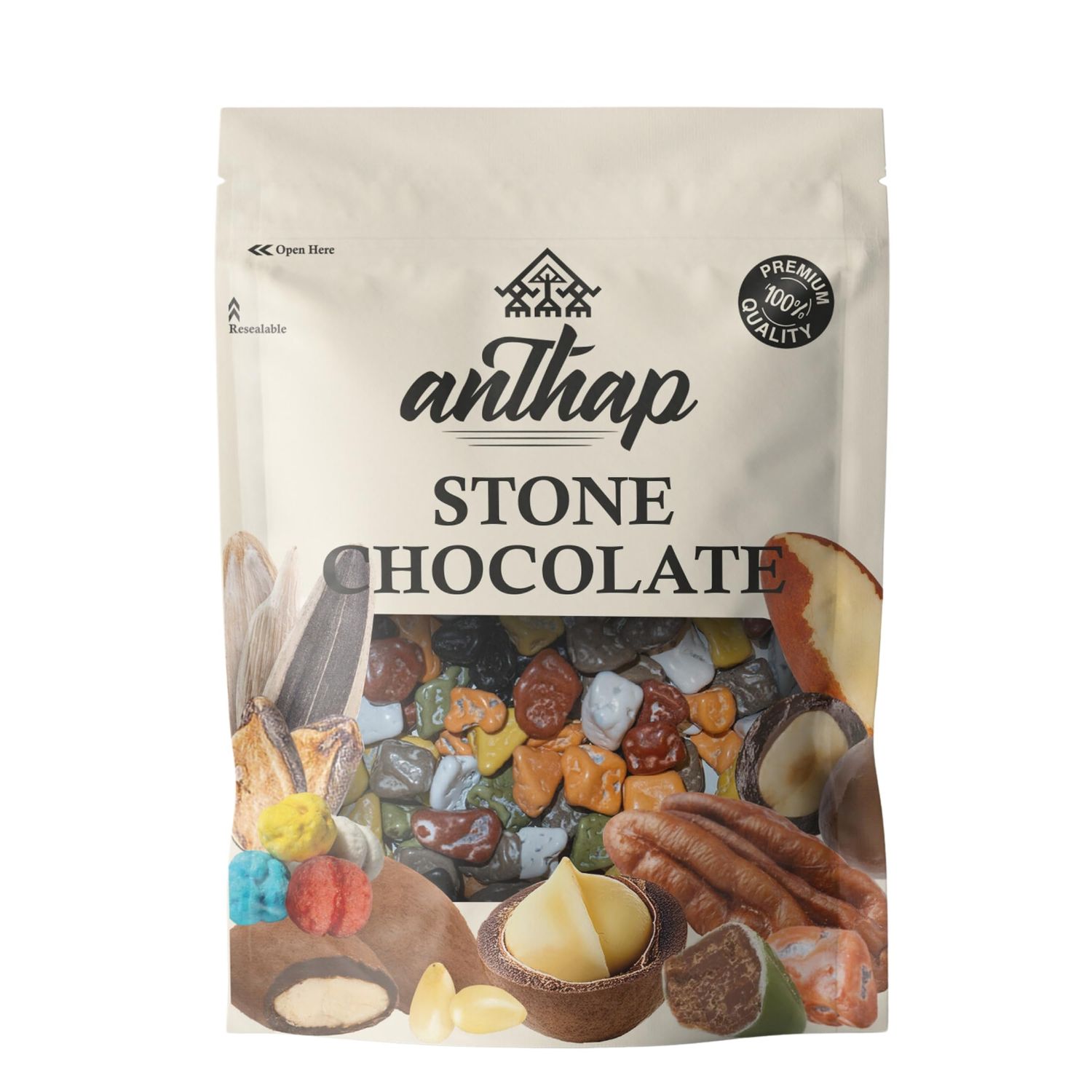 Anthap Stone Chocolate, Pebbles, Perfect with Coffee, Treats for Adults, Unique Shape, Colorful Candy Coating, Delicious Surprise, Ideal for Gifting &amp; Sharing, 500g