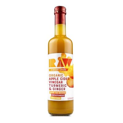 Raw Health Raw Apple Cider Vinegar Blend with Turmeric &amp; Ginger, 500 ml - Certified Organic, Unfiltered &amp; Vegan-Friendly