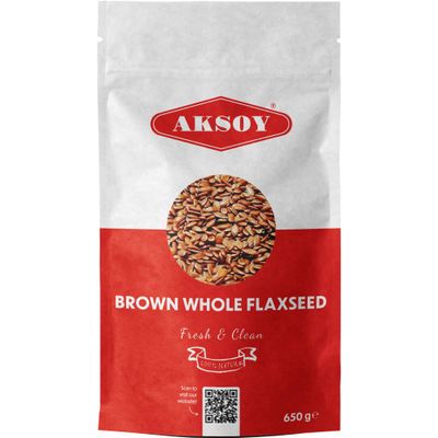 Aksoy Brown Whole Flaxseed (Linseed) 650gr - Premium Quality, Batch Tested for Purity, 100% Raw, Non-GMO, Sproutable Superfood Perfect for Keto and Low-Carb Diets (Packaging May Vary)