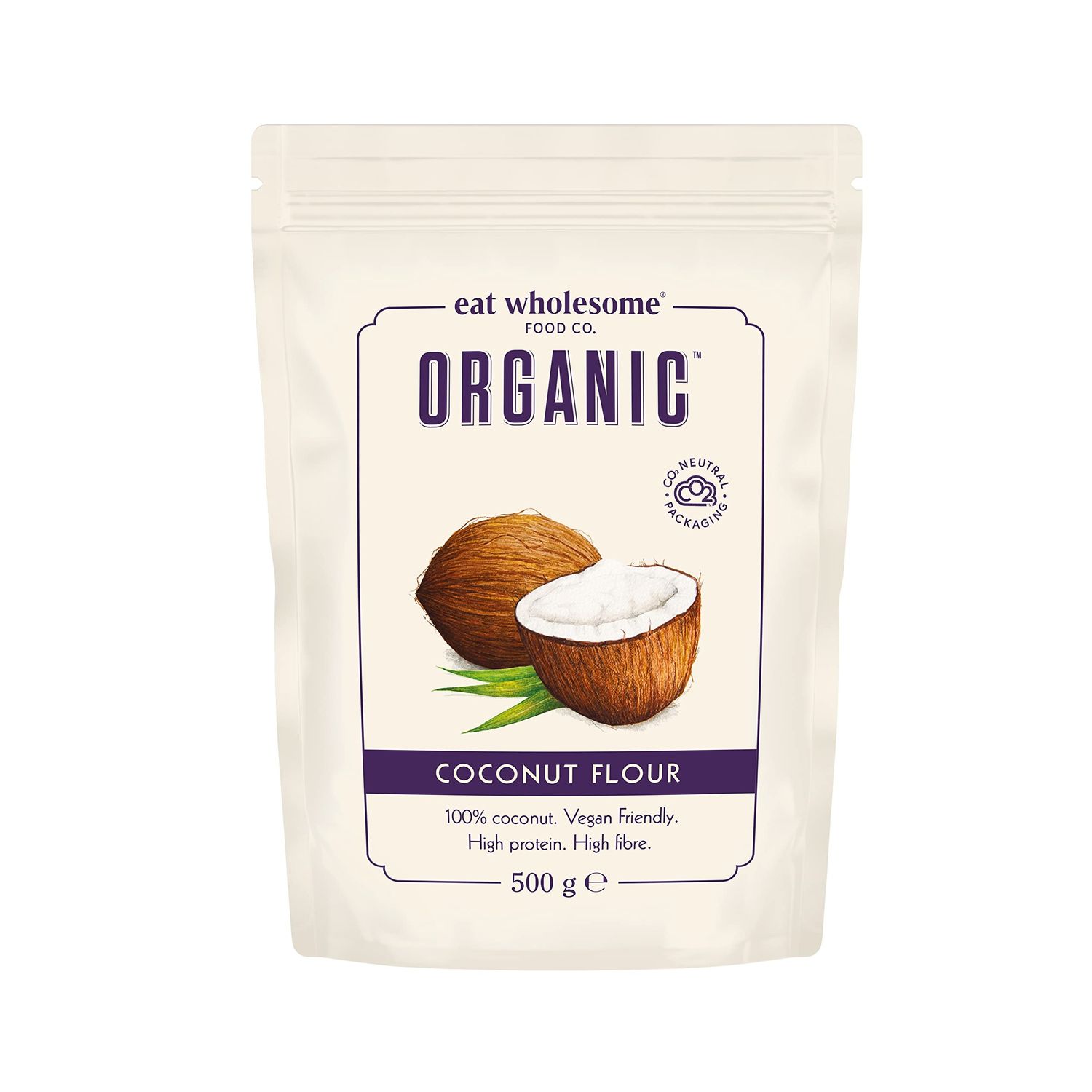 Eat Wholesome Organic Coconut Flour, 500g - High Protein, High Fibre, 100% Coconut, For Baking &amp; Cooking, Keto &amp; Vegan Friendly