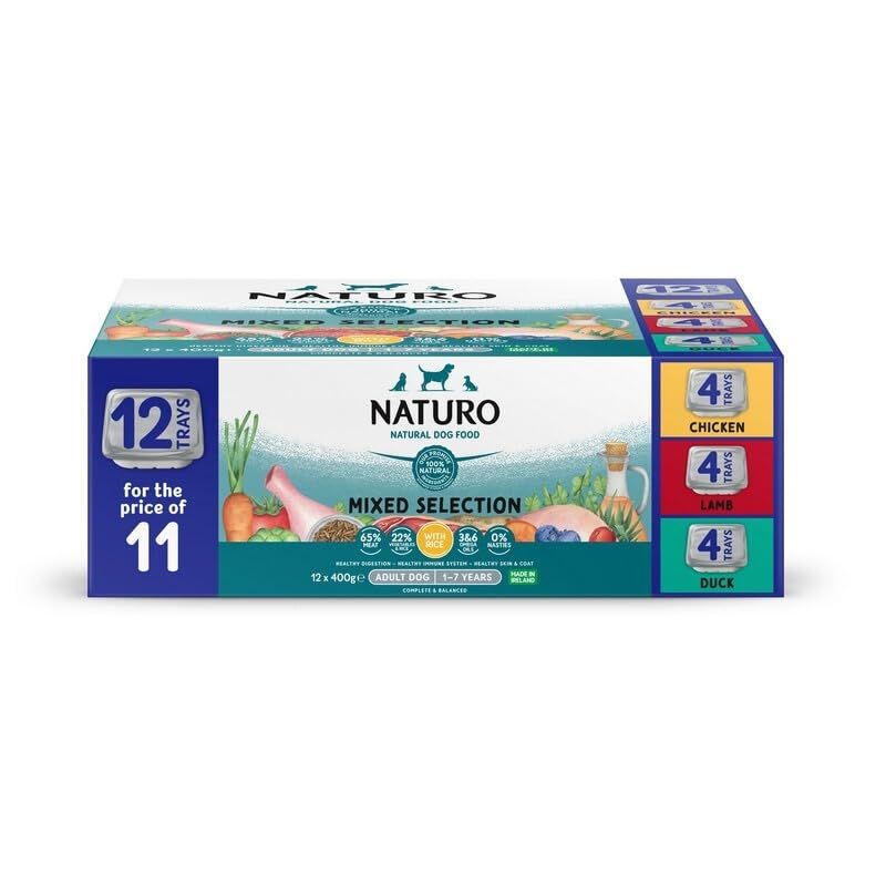 Naturo Adult Variety with Rice &amp; Veg Trays 12 for 11 x 400g