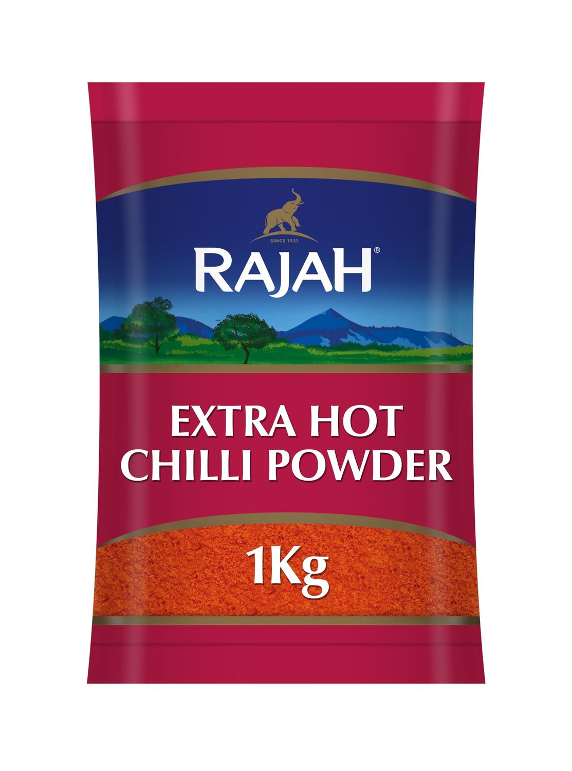 Rajah Spices Extra Hot Chilli Powder 1KG Chilli Powder Chili Powder Spicy Chili Spicey Chilli Indian Curry Chilli Madras Chilli Powder (1kg)