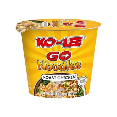 KO-LEE Go Cup Roast Chicken Flavour Instant Noodles - Microwavable Cup Ramen Snack, Ready in Minutes 65g (Pack of 6)