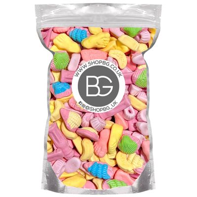 BG Quality Pick &amp; Mix Sweets - Soft Foam Jelly Gummy Mix Shrimps Bananas Shells Milkshakes Feet Sweeties 500g Pouch