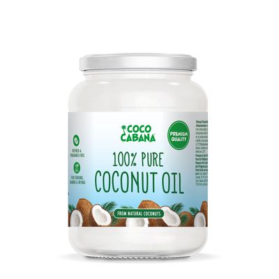 Coco Cabana 100% Pure Coconut Oil 1L, Vegan, Gluten &amp; Dairy Free, Natural Beauty Product, Skin &amp; Hair, Cooking, glass jar, 1000ml