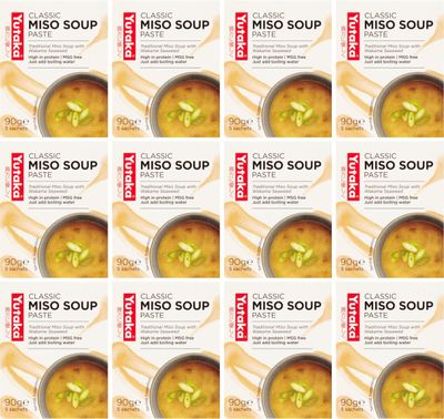 Yutaka Miso Soup 90g (Pack of 12, 60 Sachets) Instant Japanese Soup with Wakame Seaweed No MSG Vegan-Friendly Easy to Prepare, Authentic Flavour