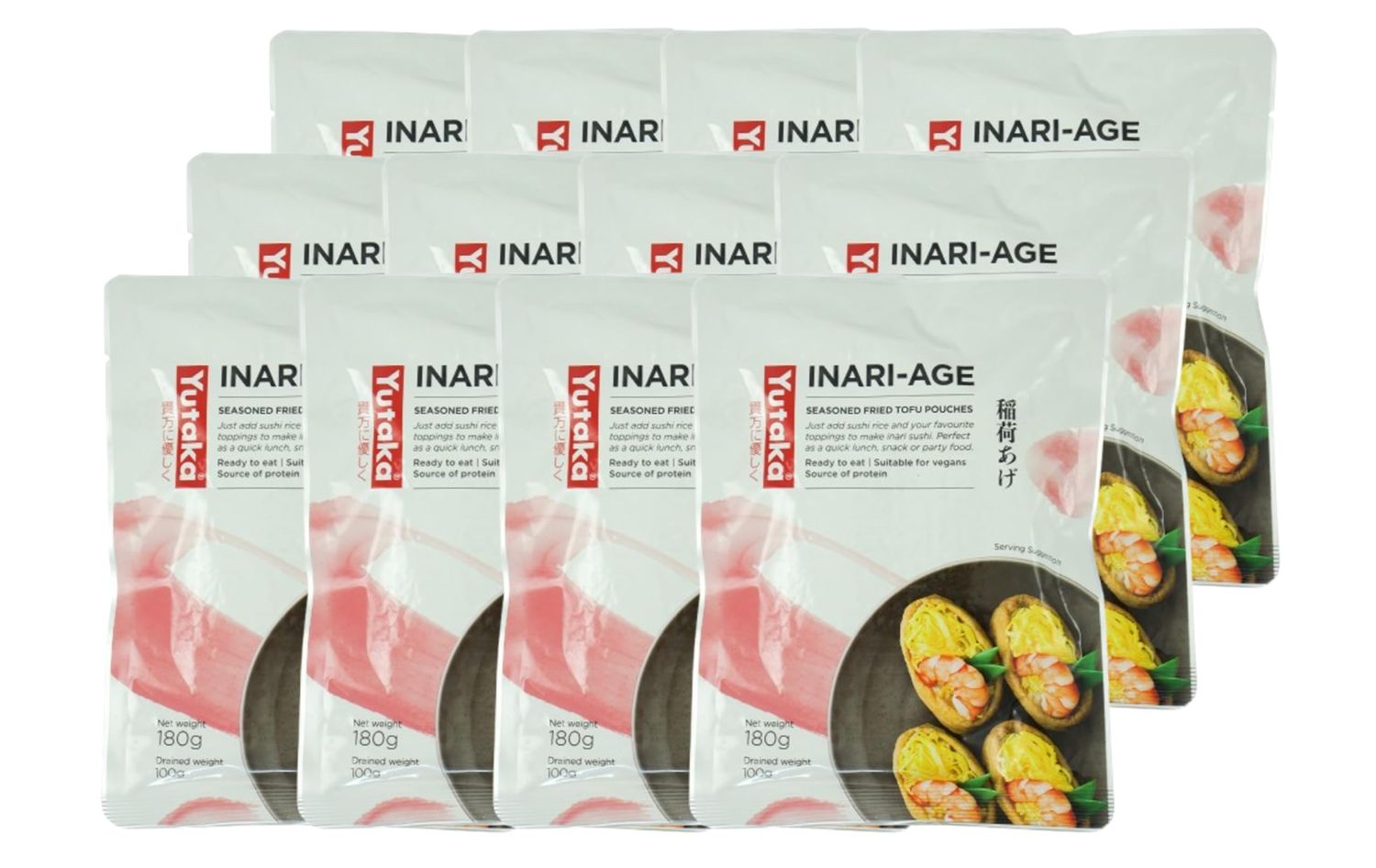 Yutaka Seasoned Soybean Curd Sushi Pockets Inari 10pc (Pack of 12) Ready-to-Use Sweet Tofu Pouches Perfect for Sushi &amp; Snacks Vegan &amp; Vegetarian
