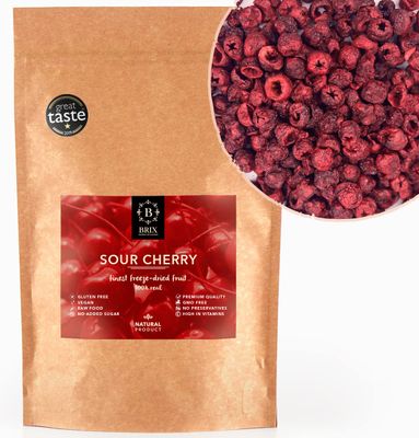 BRIX Freeze Dried Sour Cherries 100% Natural Dried Whole Cherry 105g Great Taste Award Dried Fruit Non-GMO, Gluten Free, Vegan &amp; Vitamins Retained