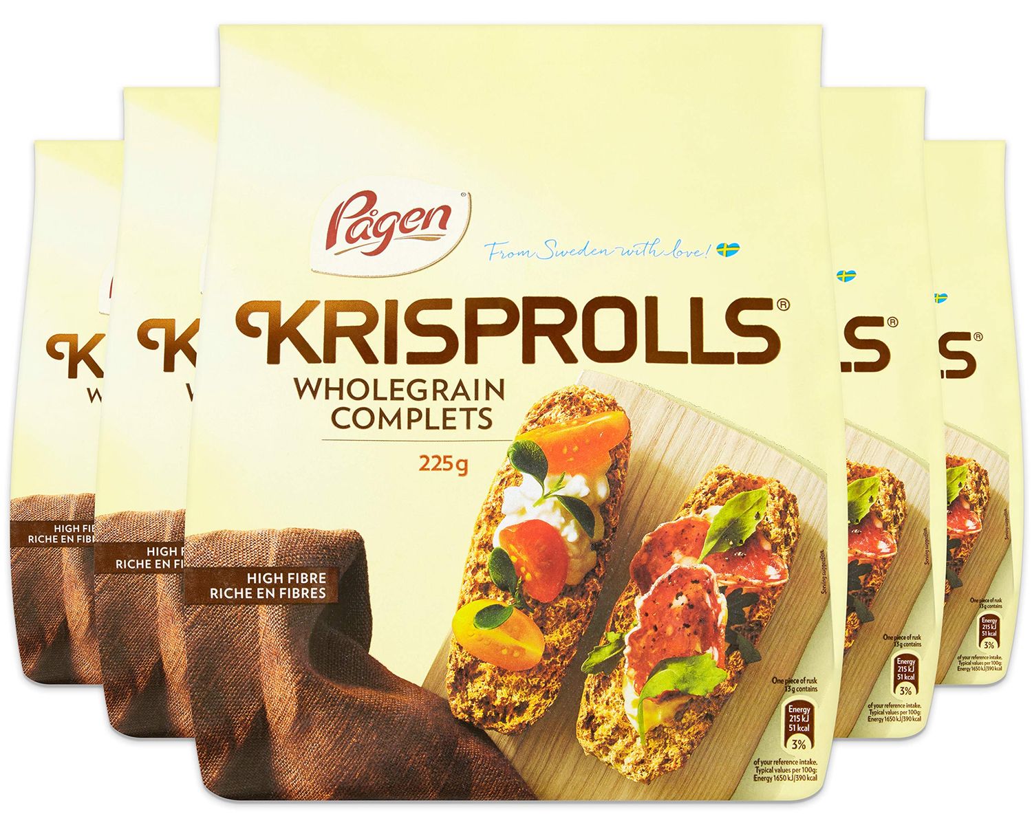 Pågen Krisprolls Wholegrain Swedish Toast Healthy Snack High Fibre 5 PACKS of 225 g