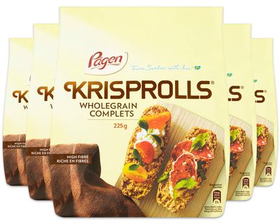 Pågen Krisprolls Wholegrain Swedish Toast Healthy Snack High Fibre 5 PACKS of 225 g