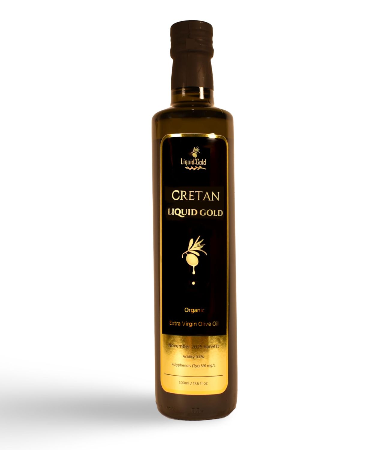 Cretan Liquid Gold Organic Extra Virgin Olive Oil from Crete Gourmet Chef Favourite Single-Estate Koroneiki Cold Extracted November Harvest - 500ml