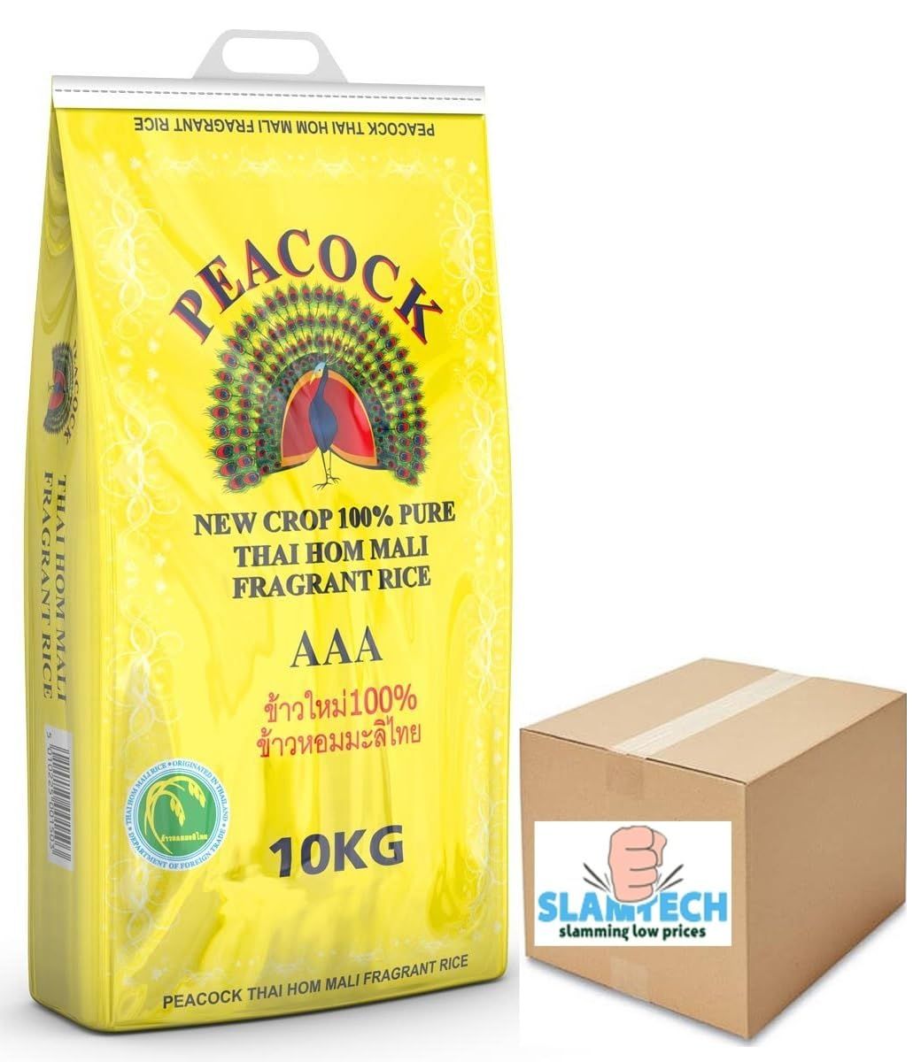Peacock Thai Hom Mali Rice Fragrant Rice AAA 10KG Bag