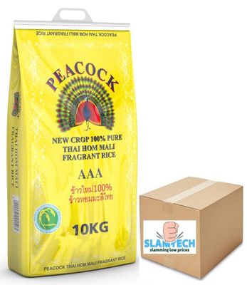 Peacock Thai Hom Mali Rice Fragrant Rice AAA 10KG Bag