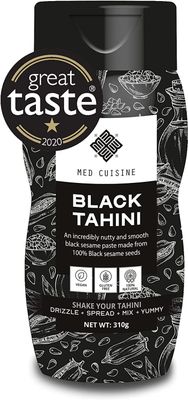 Med Cuisine Black Tahini 310GR - Premium Ground Roasted Black Sesame Paste - Nutty Flavoured Tahini Paste - 1/3 Cup of Black Tahini Covers Your Calcium Daily Needs - Gluten & Nut-Free (310gr)
