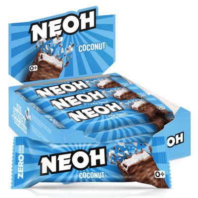 NEOH Low-Carb Keto Coconut Chocolate Bar - Zero Added Sugar, Blending Smooth Chocolate & Tropical Coconut for a Lush, Satisfying Bite, 30g per Bar, Pack of 12