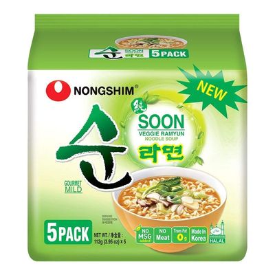 Nongshim Soon Veggie Ramyun Noodle Soup (Pack of 5) 560g