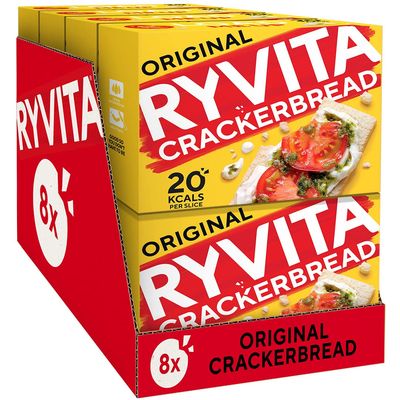 Ryvita Original Crackerbread Low Fat Healthy Lunch Fibre 8 PACKS of 125g