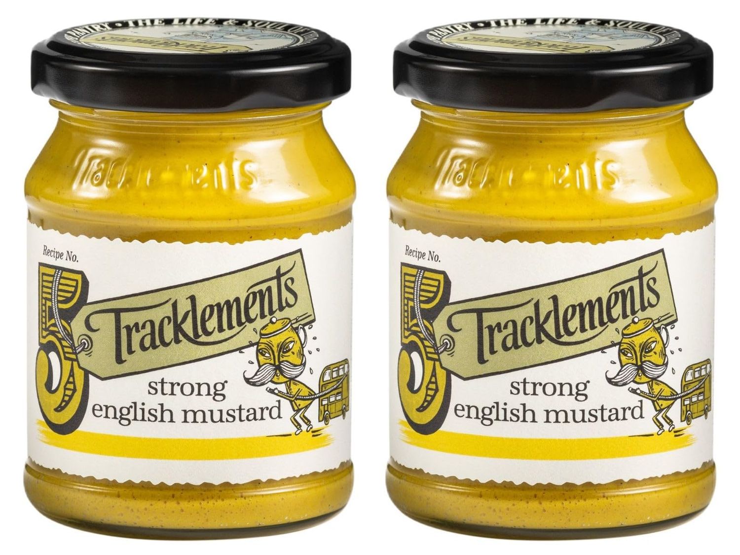Tracklements Strong English Mustard, A Great Condiment for Gammon, Steak and Sausages or Partnered with Stew, Vegetarian and Vegan Friendly, Gluten Free, 2 x 140g Jars
