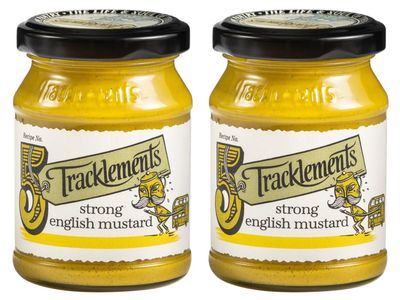 Tracklements Strong English Mustard, A Great Condiment for Gammon, Steak and Sausages or Partnered with Stew, Vegetarian and Vegan Friendly, Gluten Free, 2 x 140g Jars