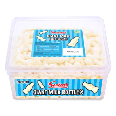Swizzels Milk Bottle Sweet Tub, Milk Flavour Foam Sweet Gums, Free from Artificial Colours, 120 Sweets Approximately