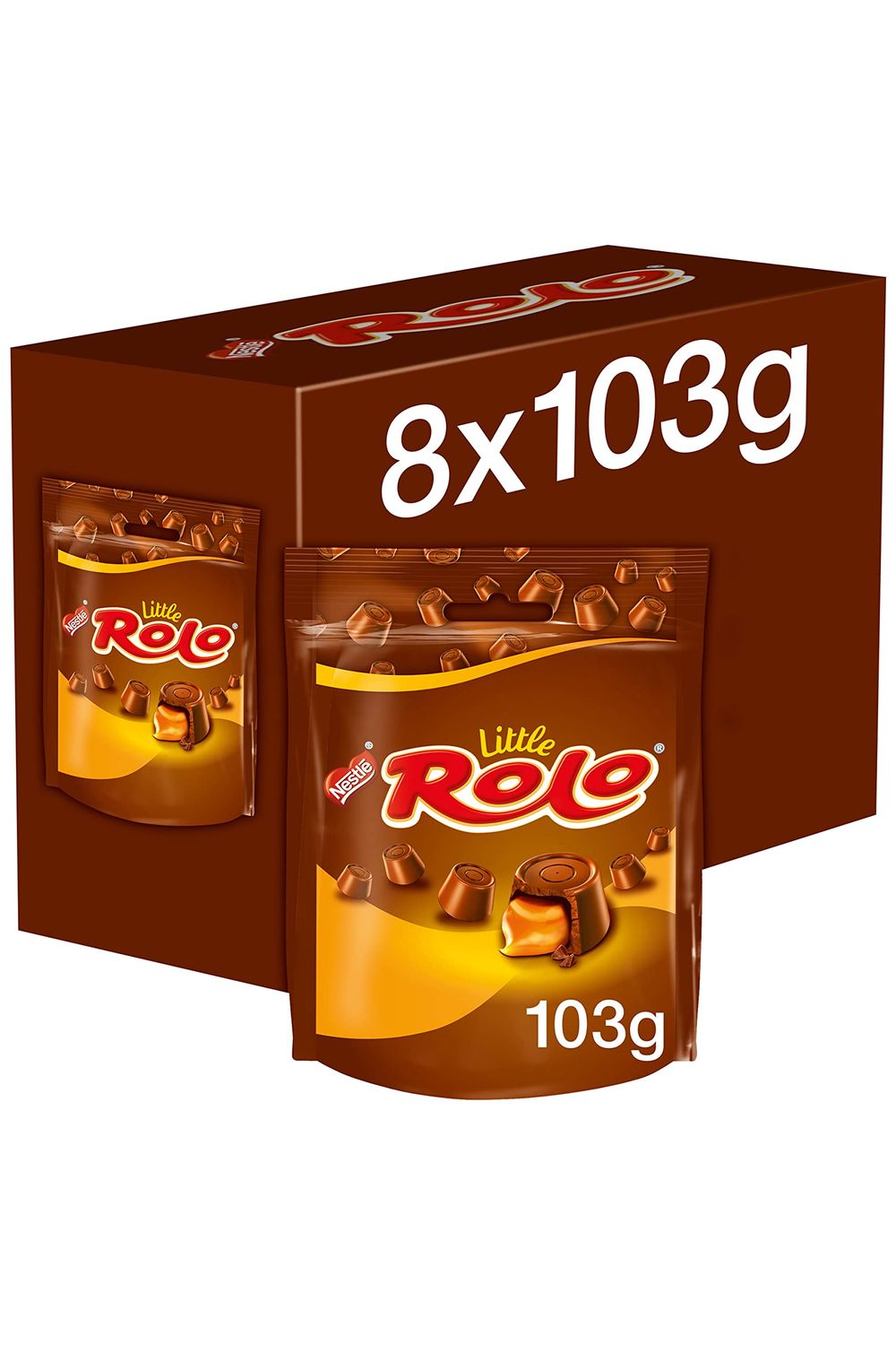 Little ROLO Milk Chocolate &amp; Caramel Sharing Bags 8 x 103g Bite-Sized Treats with Creamy Caramel Centre Perfect for Sharing &amp; Snacking