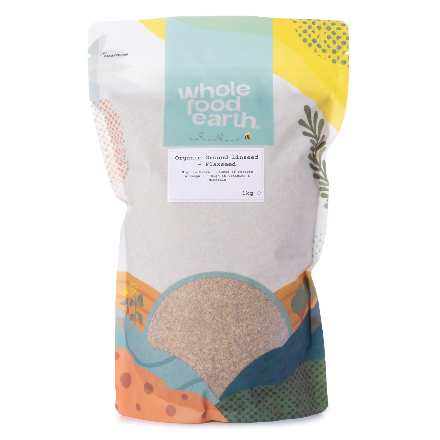 Wholefood Earth Organic Ground Flaxseed, Milled 1 kg for Digestibility &amp; Heart Health