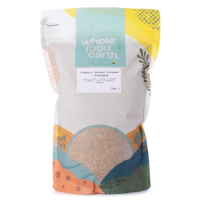 Wholefood Earth Organic Ground Flaxseed, Milled 1 kg for Digestibility &amp; Heart Health