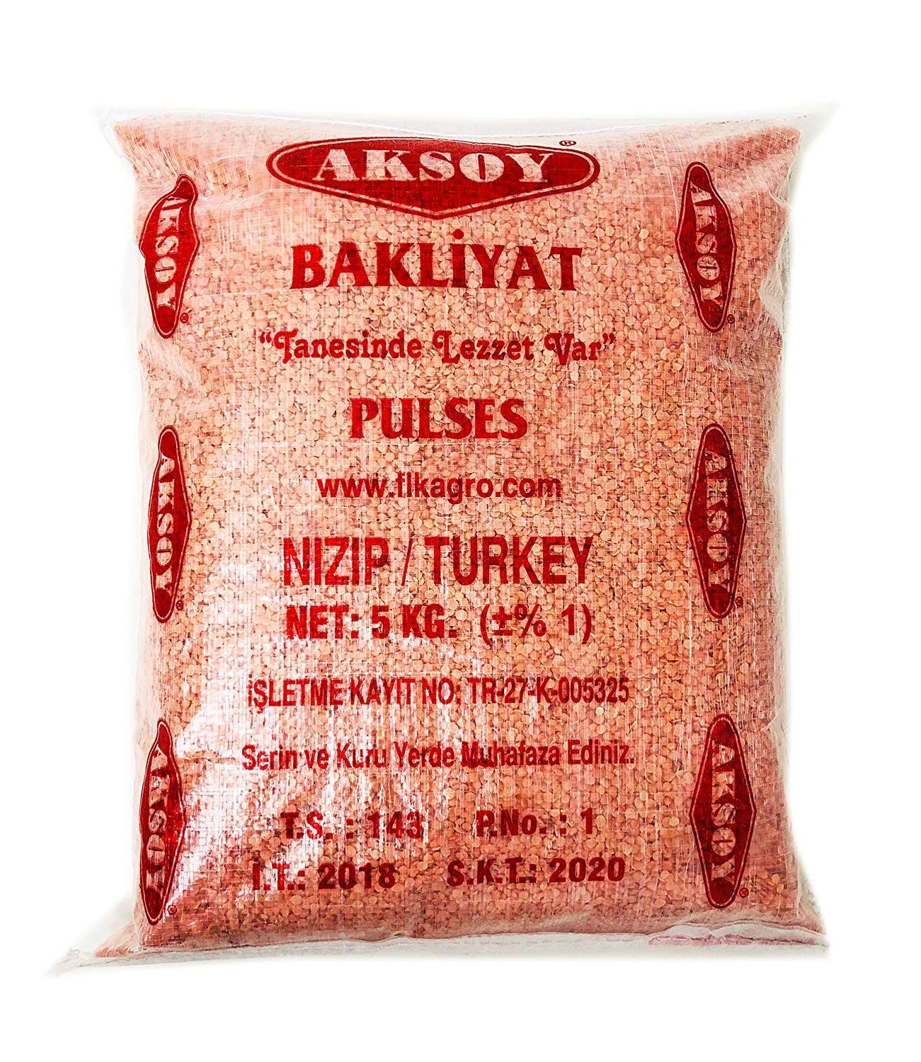Aksoy Canadian Red Split Lentils 5KG Natural, High in Fiber and Protein Ideal for Soups, Main Dishes, and More Easy to Cook and Perfect for Every Meal