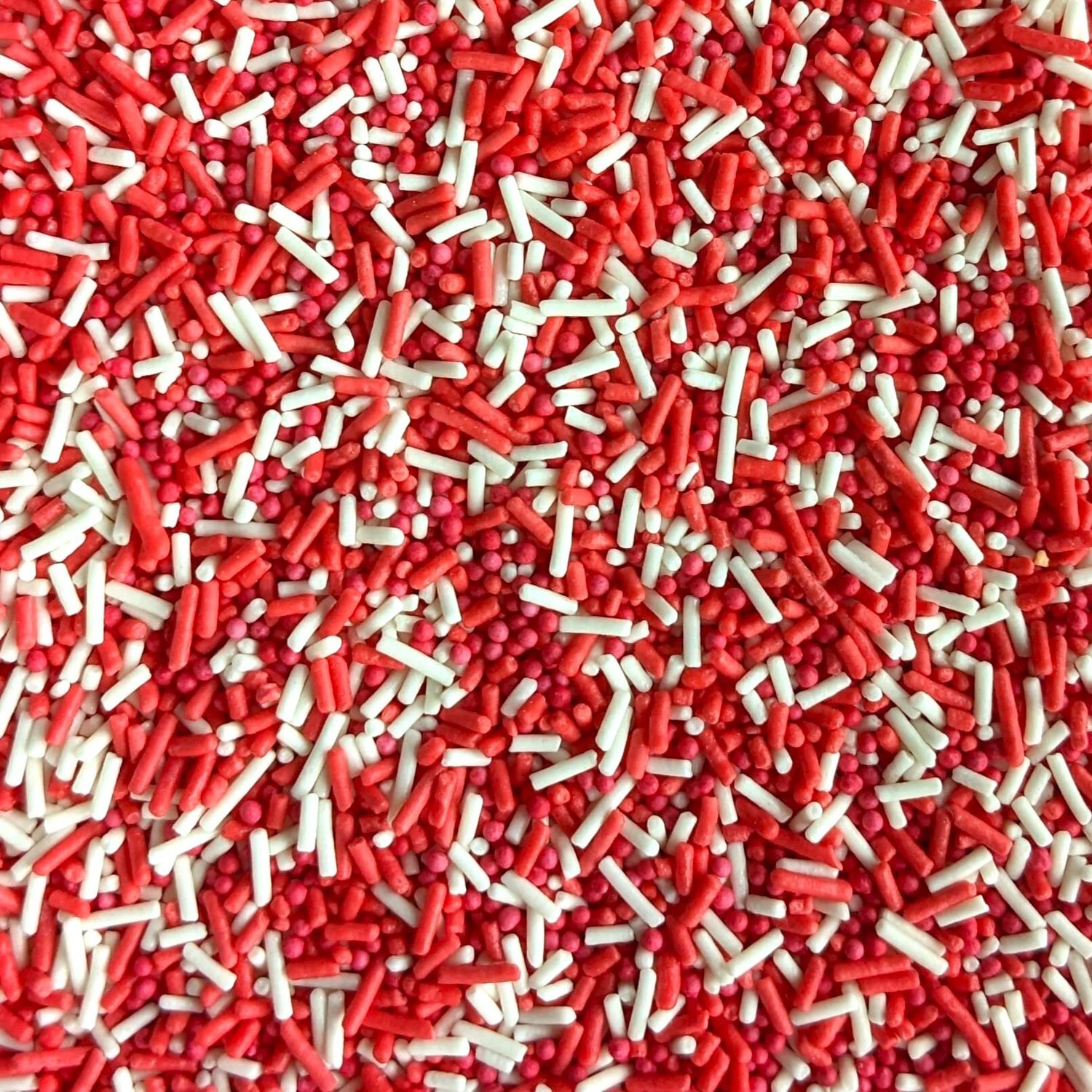 Red &amp; White Mixed Sprinkles - 35g of Edible Mixed Cake Sprinkles Cupcake Toppers Decorations, 100s 1000s Mini Balls Nonpareils Strands