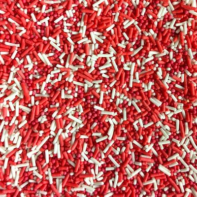 Red &amp; White Mixed Sprinkles - 35g of Edible Mixed Cake Sprinkles Cupcake Toppers Decorations, 100s 1000s Mini Balls Nonpareils Strands