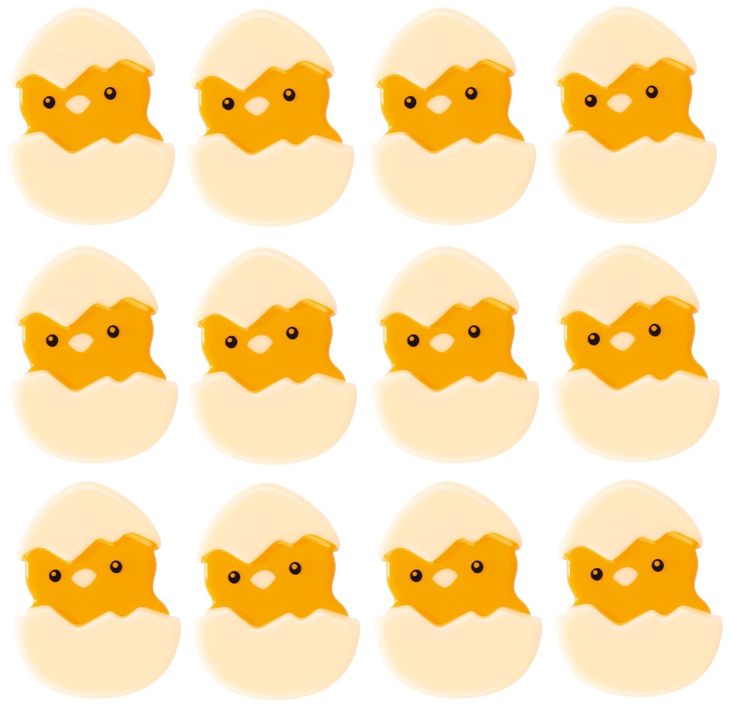 EASTER Chicks in Egg white chocolate edible topper cake decorations x12