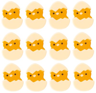 EASTER Chicks in Egg white chocolate edible topper cake decorations x12