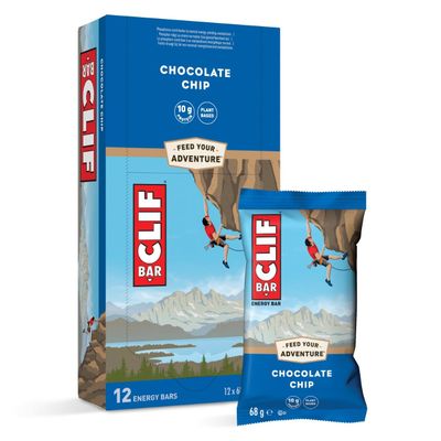 CLIF BAR Energy Bar - Protein Bar - Chocolate Chip Plant-Based Protein Bar for Running, Marathon Training, Cycling &amp; Endurance Sports 12 x 68 g