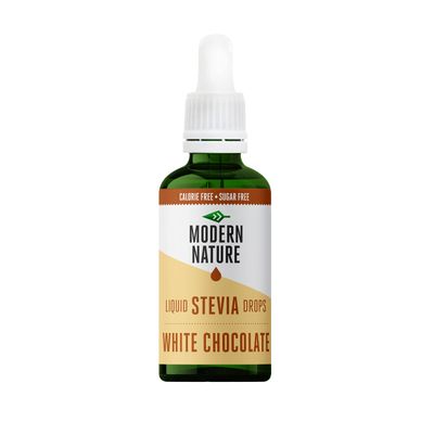 Modern Nature White Chocolate Flavour Drops Sugar Free Coffee Syrup, Liquid Stevia Sweetener, Zero Calorie, Natural Sweetner Flavor Drops Perfect for Coffee, Protein Shakes &amp; Drinks - 50ml