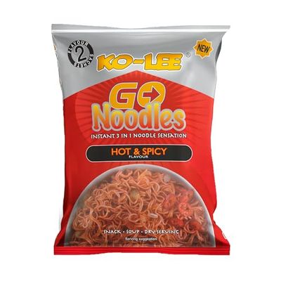 KO-LEE Crunch &amp; Munch Instant Noodles - Hot &amp; Spicy Flavour 3-in-1 Snack, Stir-Fry or Soup MSG-Free 85g (Pack of 24)