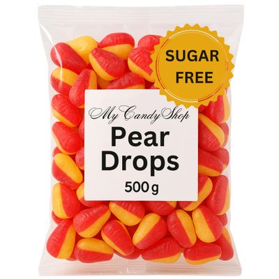 Pear Drops Sugar Free Sweets in Bulk Cheap 500g - Traditional Old Fashioned Hard Boiled Sweets Candy for Adults &amp; Kids Fruity Flavour &amp; Guilt-Free Enjoyment