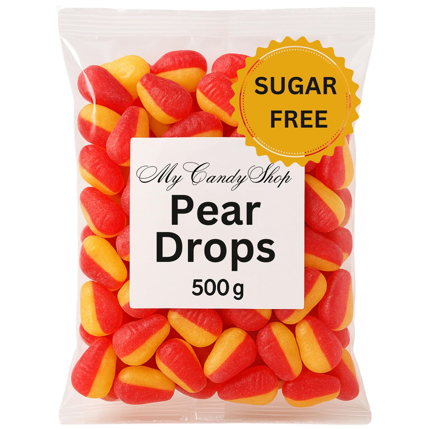 Pear Drops Sugar Free Sweets in Bulk Cheap 500g - Traditional Old Fashioned Hard Boiled Sweets Candy for Adults &amp; Kids Fruity Flavour &amp; Guilt-Free Enjoyment