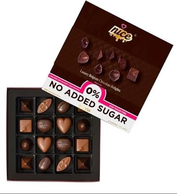 Nice No Added Sugar Luxury Belgium Chocolate Gift Box with Stevia Finest Ingredient of Mix Milk &amp; Dark Chocolates Perfect christmas gifting for your loved one(16 Pieces) Mothers &amp; Fathers Day