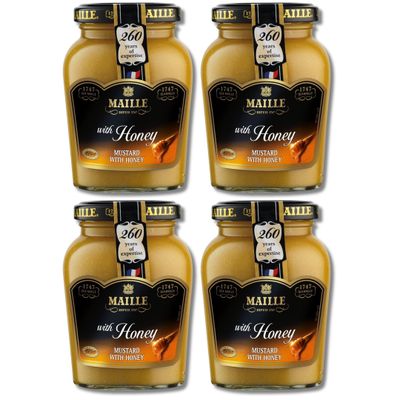 Maille Honey Dijon Mustard 230g Bundle of 4 Jars by The Great British Kitchen French Mustard Salad Dressing